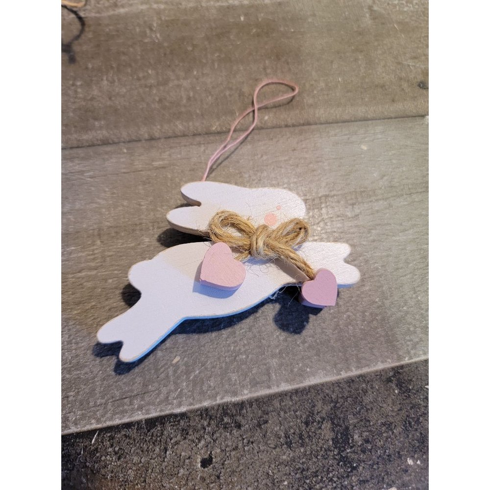 Mini wooden the Easter Bunny rabbit heart ornament spring xmas